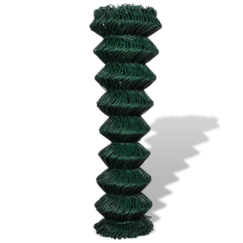 vidaXL Chain Link Fence Steel 1.5x15 m Green