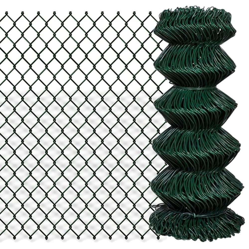 vidaXL Chain Link Fence Steel 0.8x25 m Green