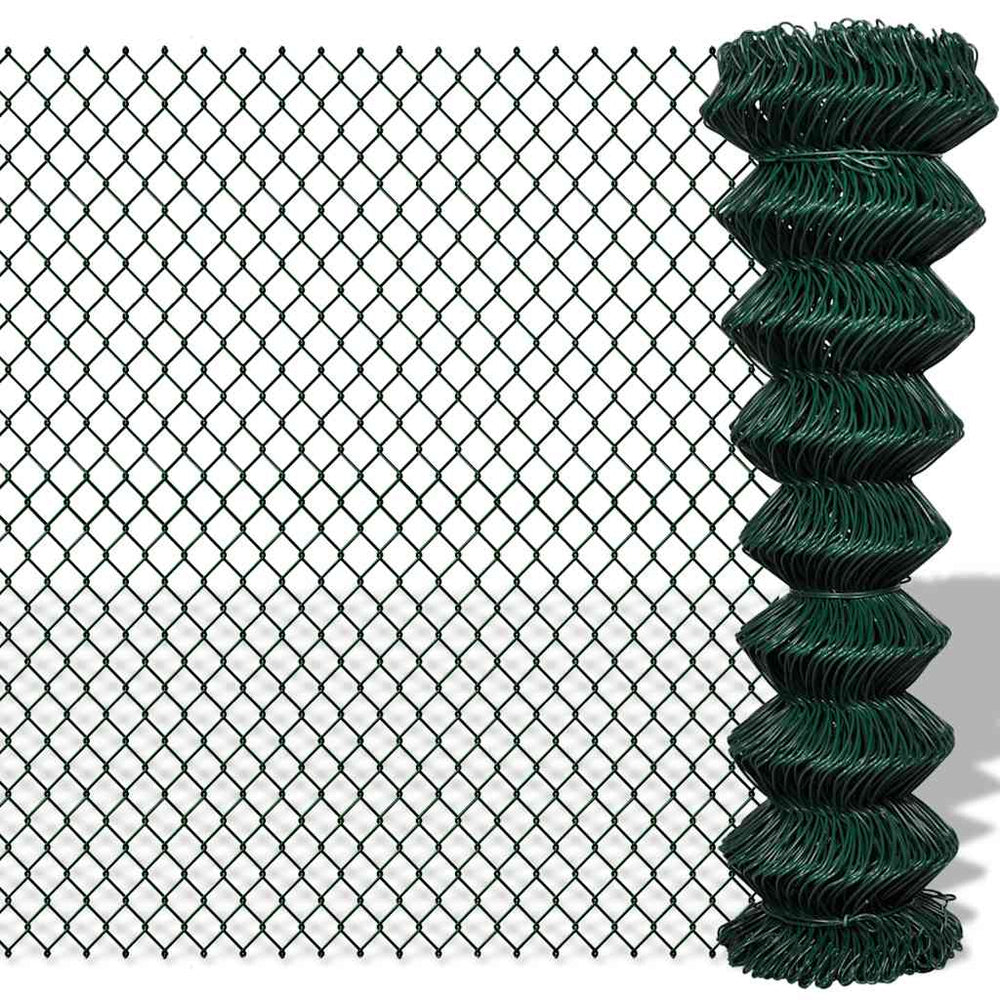 vidaXL Chain Link Fence Steel 1.5x25 m Green