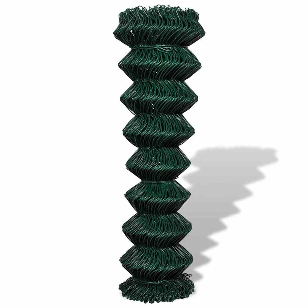 vidaXL Chain Link Fence Steel 1.5x25 m Green