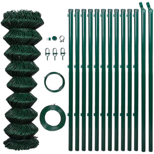 Maschendrahtzaun mit Pfosten Stahl 1,25x15 m Grün