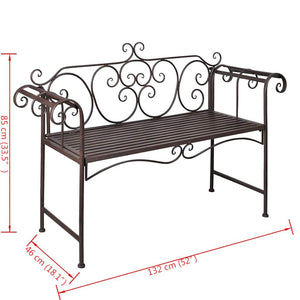 Gartenbank Stahl Antik Braun 132cm