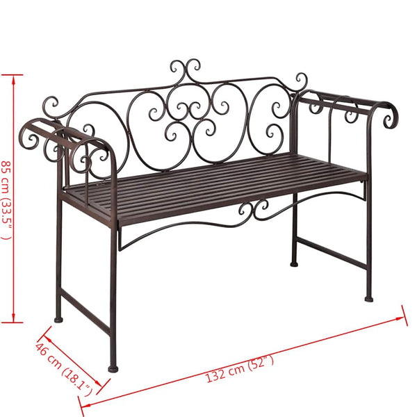 Gartenbank Stahl Antik Braun 132cm