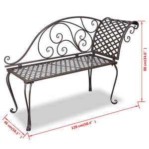 Garten Chaiselongue Stahl Antik Braun 128cm