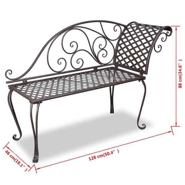 Garten Chaiselongue Stahl Antik Braun 128cm