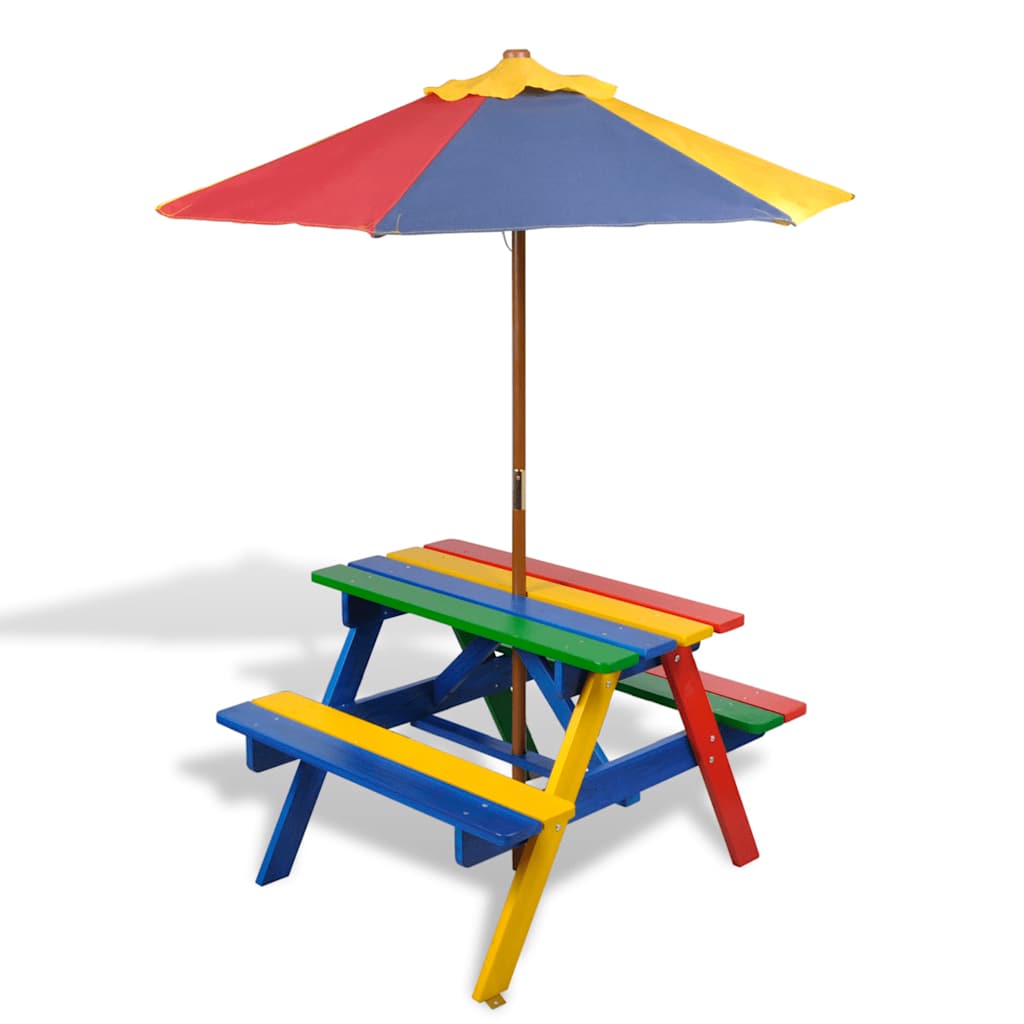 Kinder Picknicktisch mit Sonnenschirm