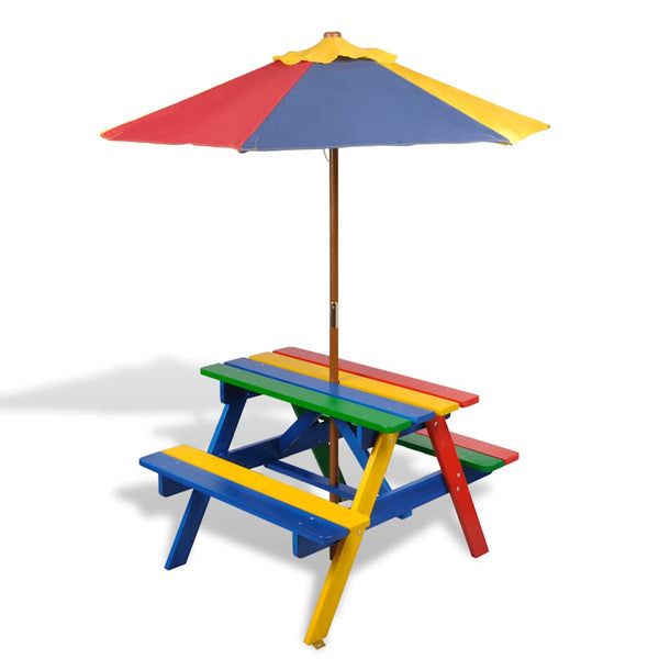 Kinder Picknicktisch mit Sonnenschirm