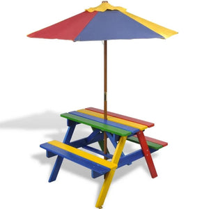 Kinder Picknicktisch mit Sonnenschirm