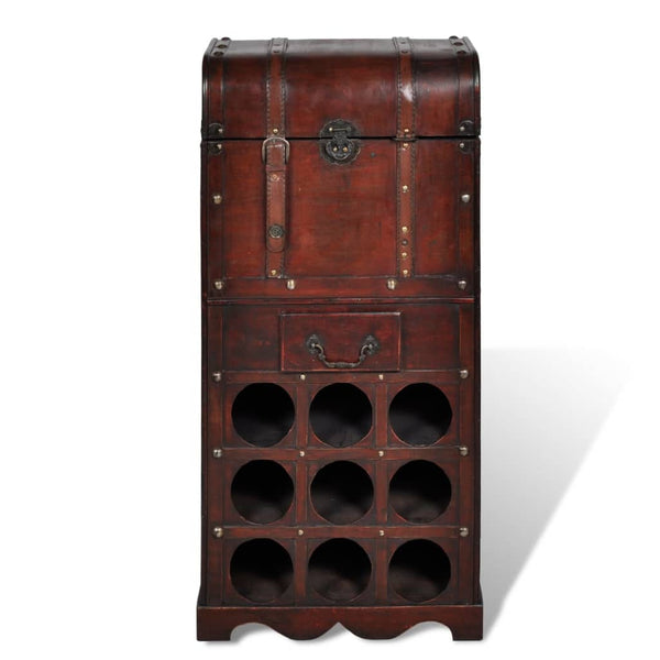 Holz Weinregal mit Truhe für 9 Flaschen