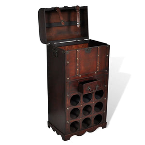 Holz Weinregal mit Truhe für 9 Flaschen