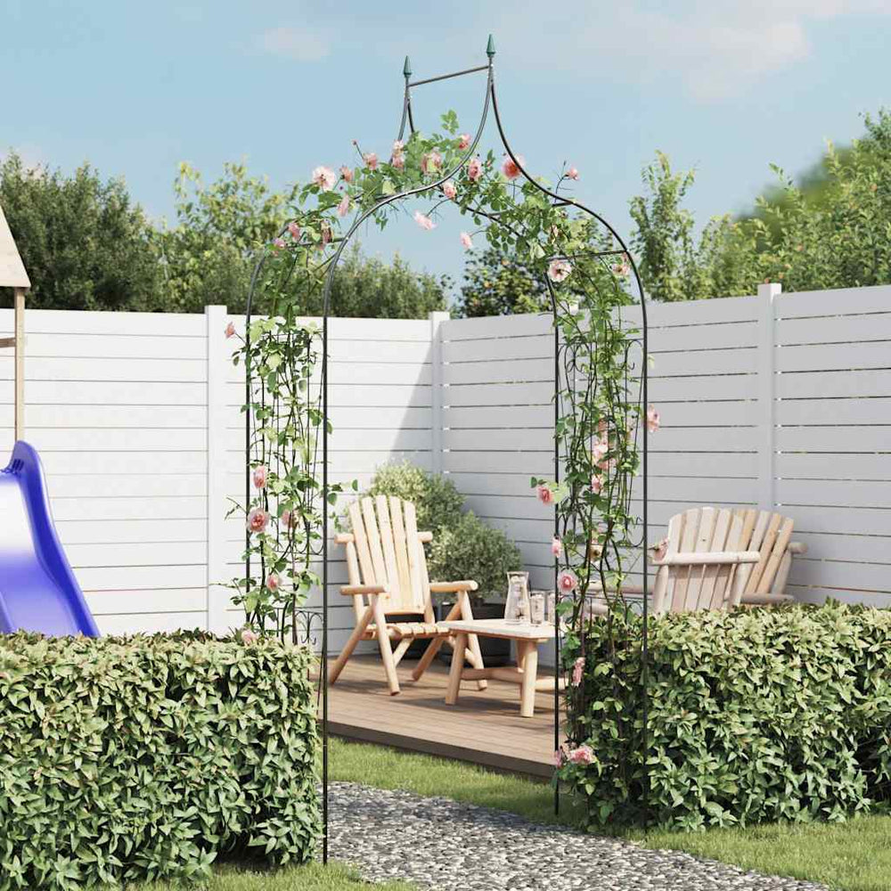 vidaXL Arche de jardin avec pointes décoratives Vert foncé