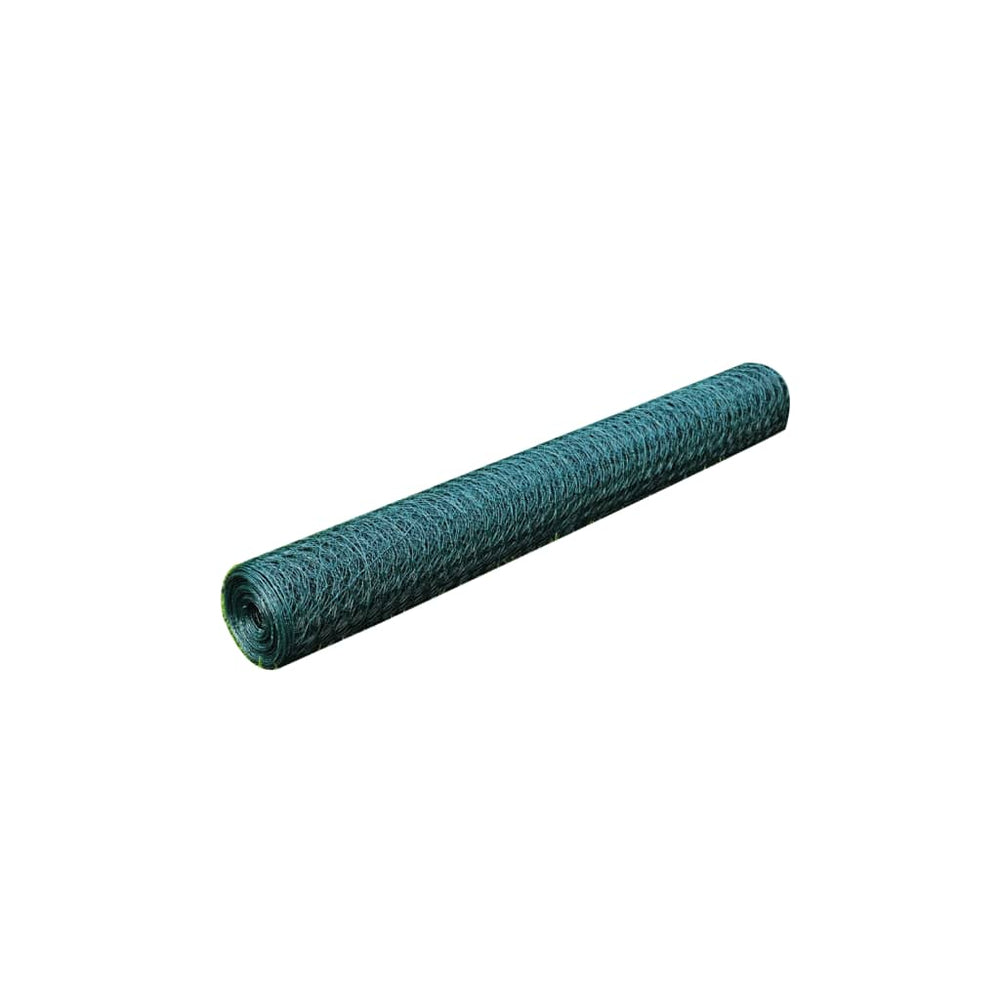 vidaXL PVC Coated Wire Mesh Fence 25x0.5 m Green