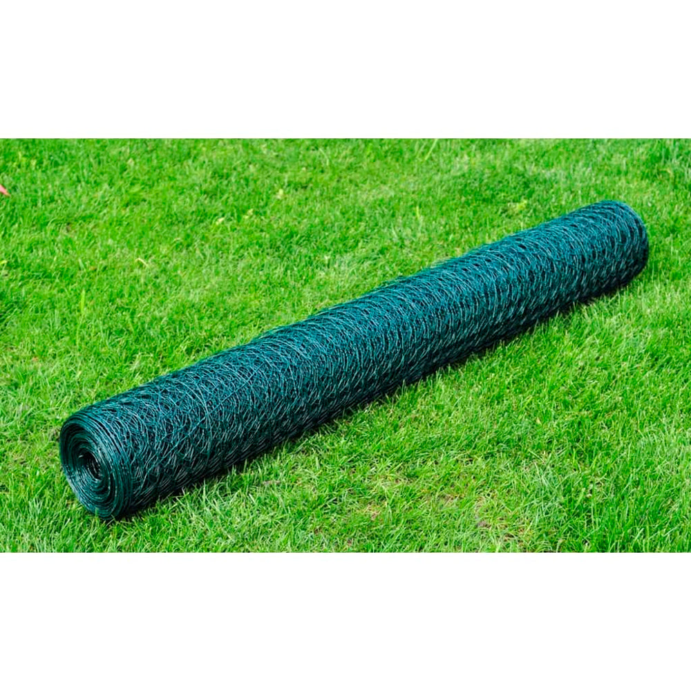 vidaXL PVC Coated Wire Mesh Fence 25x0.5 m Green