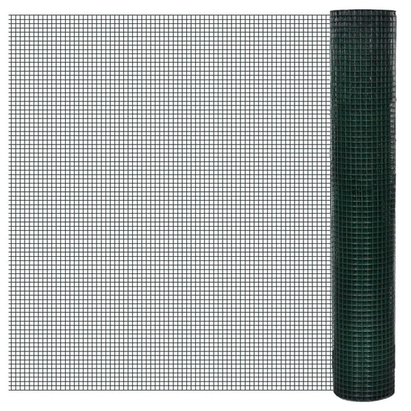 Drahtzaun für Hühner Verzinkt mit PVC-Beschichtung 10x1 m Grün