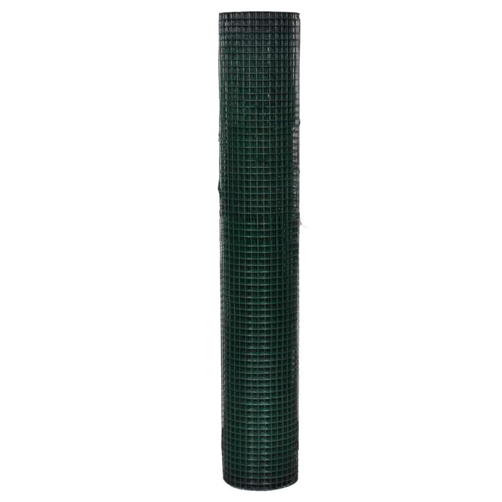 vidaXL Chicken Wire Fence Galvanised with PVC Coating 10x1 m Green