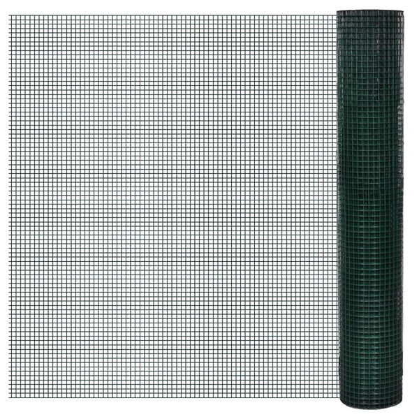 Drahtzaun für Hühner Verzinkt mit PVC-Beschichtung 25x1 m Grün