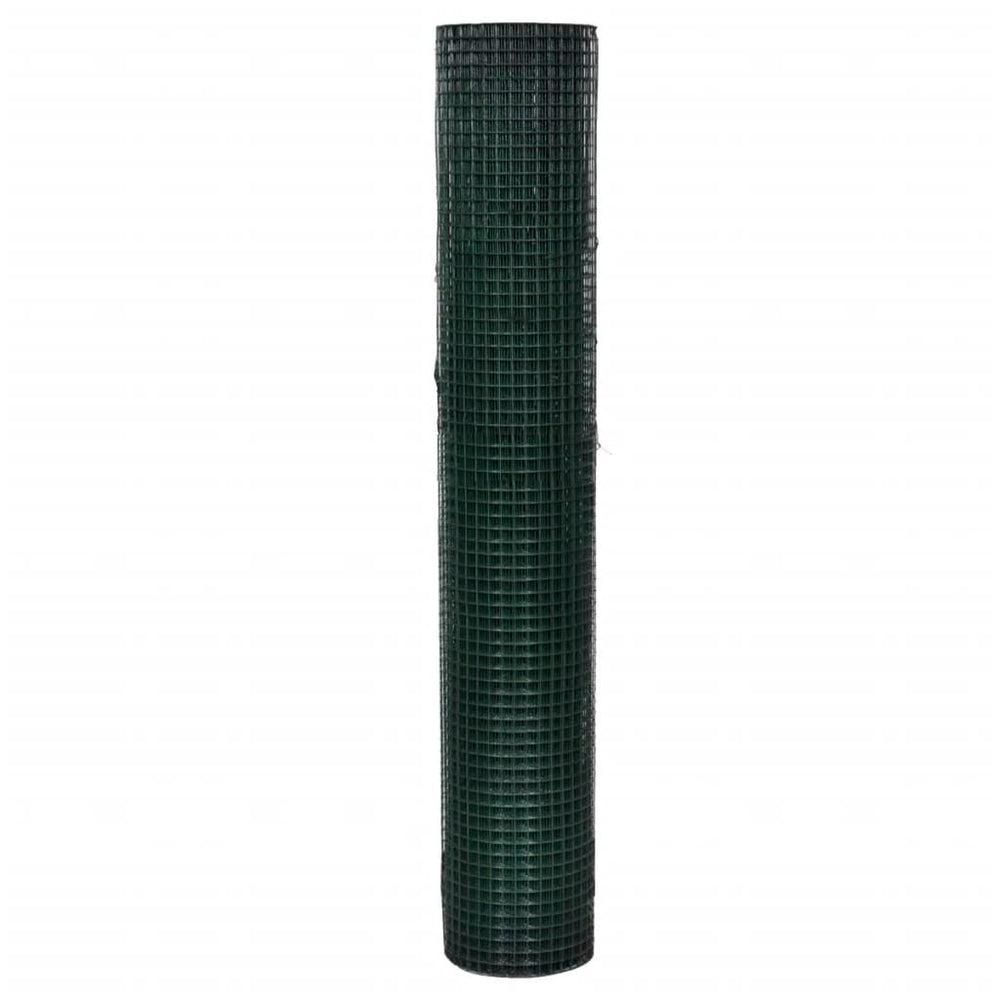 vidaXL Galvanized Chicken Wire with PVC Coating 25x1 m Green
