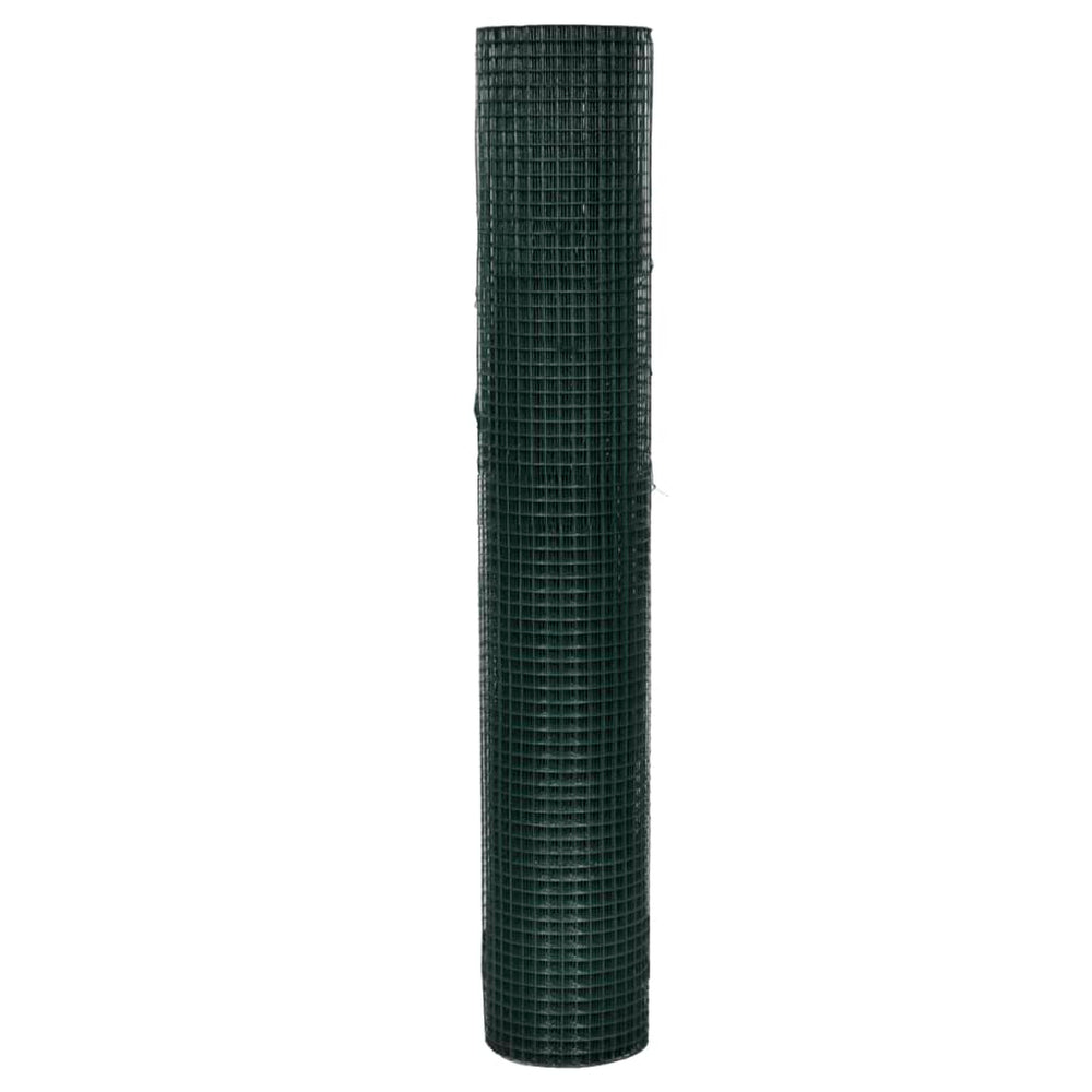 vidaXL Galvanized Chicken Wire with PVC Coating 25x1 m Green