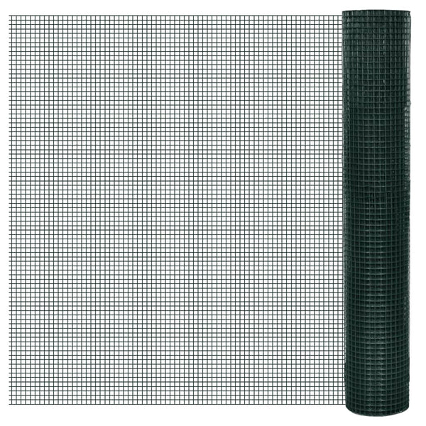 Drahtzaun für Hühner Verzinkt mit PVC-Beschichtung 25x1 m Grün