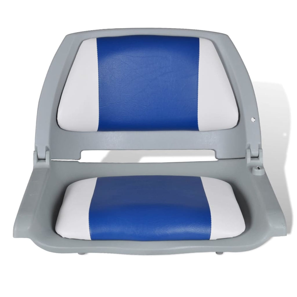 vidaXL Siège de bateau pliable avec coussin bleu et blanc 48x51x41 cm