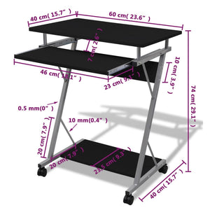 Computertisch Computerwagen PC Tisch Bürotisch Laptop Rollen schwarz
