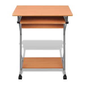Table d'ordinateur Chariot d'ordinateur Table PC Table de bureau Portable sur roulettes marron