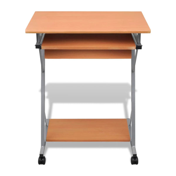 Table d'ordinateur Chariot d'ordinateur Table PC Table de bureau Portable sur roulettes marron