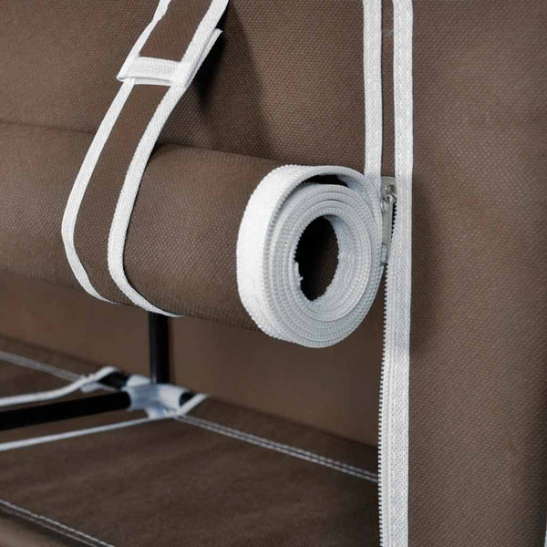 Stoff Schuhschrank mit Abdeckung 115 x 28 x 110 cm Braun