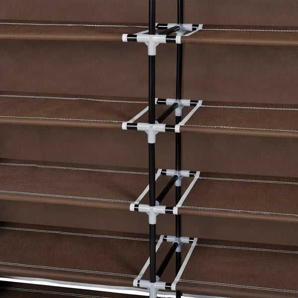 Stoff Schuhschrank mit Abdeckung 115 x 28 x 110 cm Braun