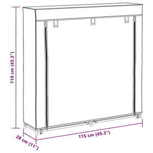Stoff Schuhschrank Braun 115x28x110cm