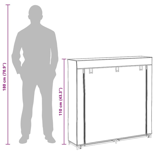 Stoff Schuhschrank Braun 115x28x110cm
