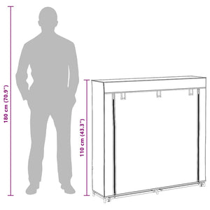 Stoff Schuhschrank mit Abdeckung 115 x 28 x 110 cm Braun