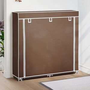 Stoff Schuhschrank Braun 115x28x110cm