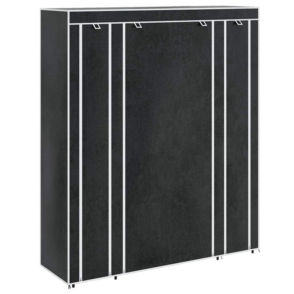 Stoffschrank Schwarz mit Fächern & Kleiderstangen