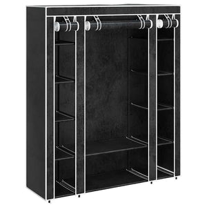 Stoffschrank Schwarz mit Fächern & Kleiderstangen