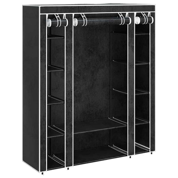 Stoffschrank mit Fächern Kleiderstangen 45×150×176 cm Schwarz