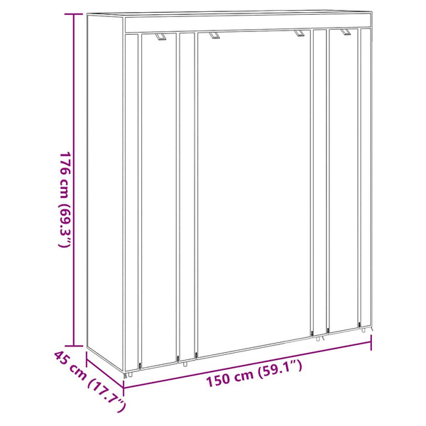 Stoffschrank Schwarz mit Fächern & Kleiderstangen