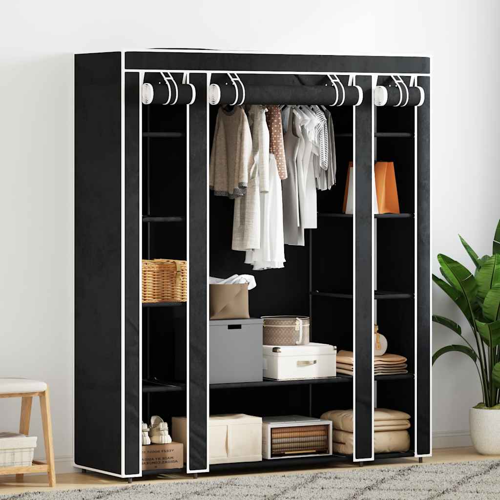 vidaXL Armoire en tissu avec étagères et tringles à vêtements 45×150×176 cm Noir