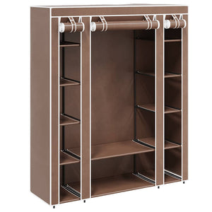 Stoffschrank Braun mit Fächern & Stangen