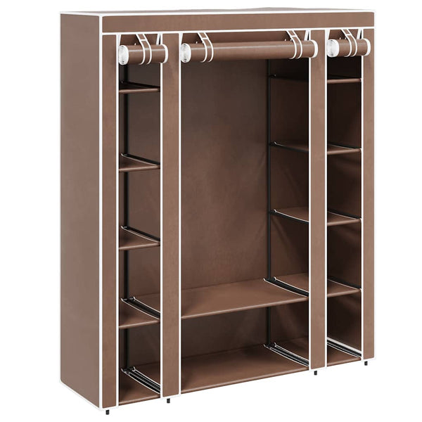 Stoffschrank Braun mit Fächern & Stangen