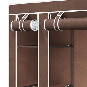 Stoffschrank Braun mit Fächern & Stangen