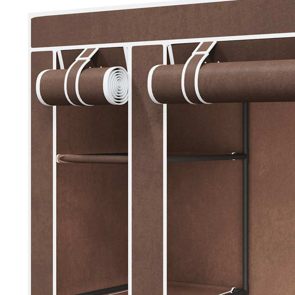 Stoffschrank Braun mit Fächern & Stangen