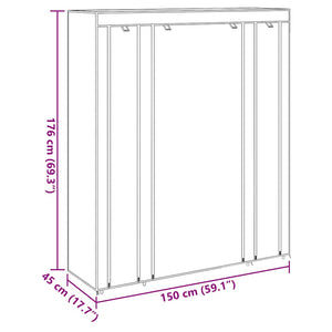 Stoffschrank mit Fächern und Stangen 45×150×176 cm Braun