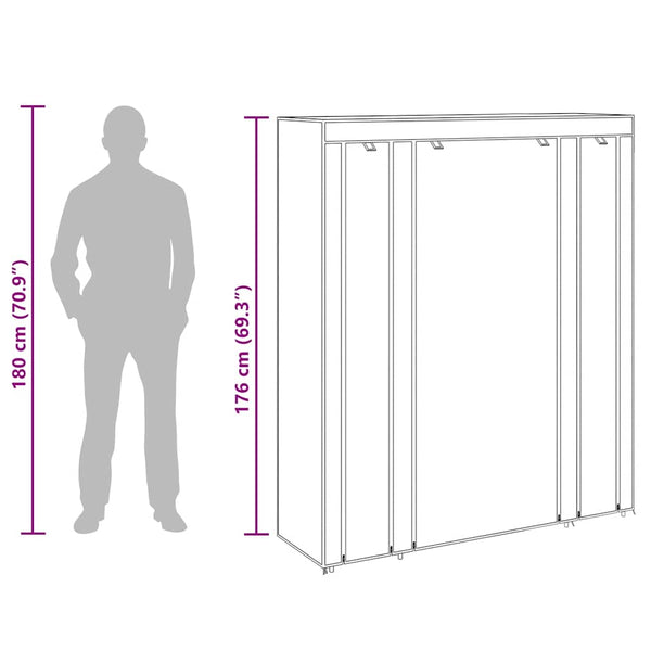 Stoffschrank Braun mit Fächern & Stangen