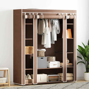 Stoffschrank Braun mit Fächern & Stangen