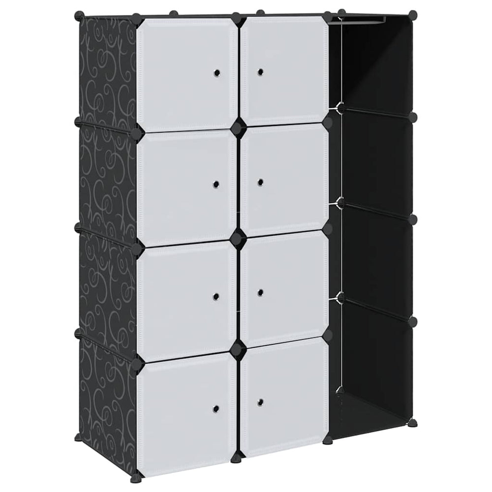 Modularer Kleiderschrank 9 Fächer Schwarz/Weiß
