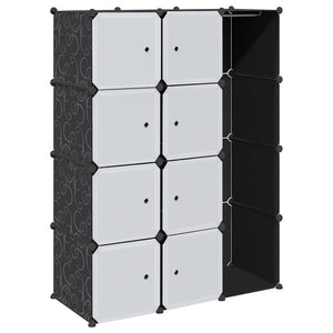 Modularer Kleiderschrank 9 Fächer Schwarz/Weiß