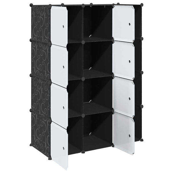 Modularer Schrank mit 9 Fächern 109x36,5x143cm Schwarz und Weiß