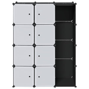 Modularer Kleiderschrank 9 Fächer Schwarz/Weiß