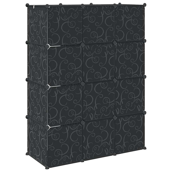 Modularer Kleiderschrank 9 Fächer Schwarz/Weiß